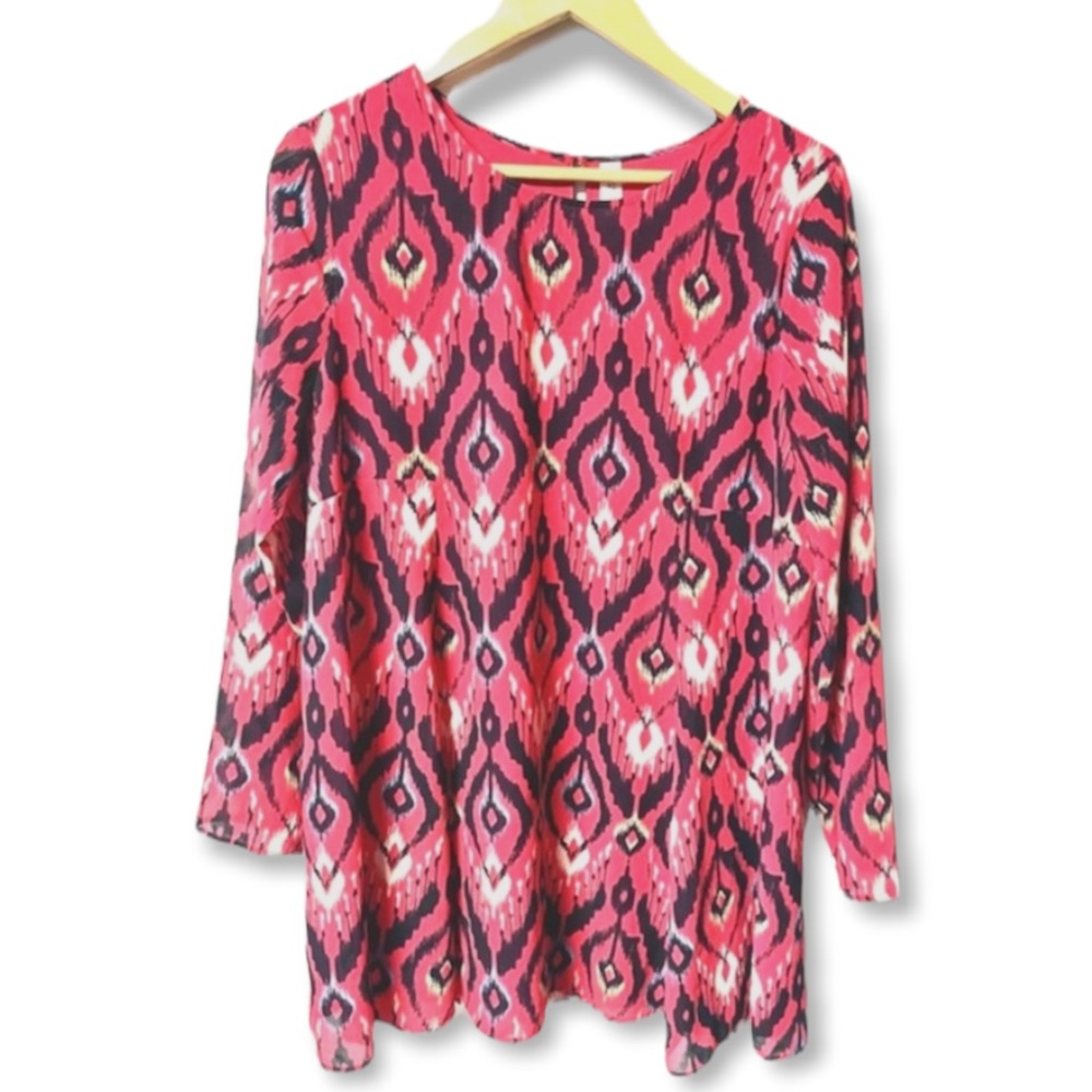 Aeropostale boho multicolored abstract print long sleeve babydoll